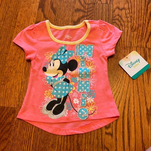 New coral Minnie Mouse t-shirt for 18 month baby - Picture 1 of 1